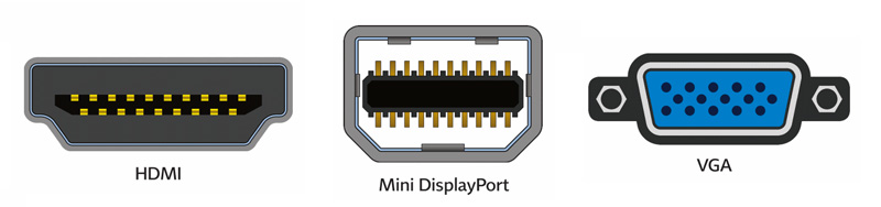 Sortie HDMI, Mini DisplayPort et VGA sur PC portable